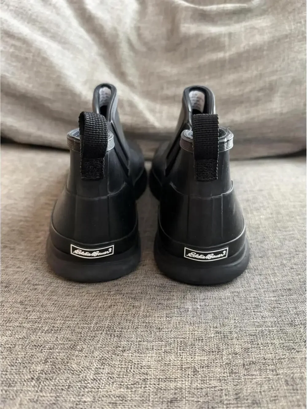 Eddie Bauer Rubber Chelsea Boots Womens Size 10 Black Pull On Rain Shoes